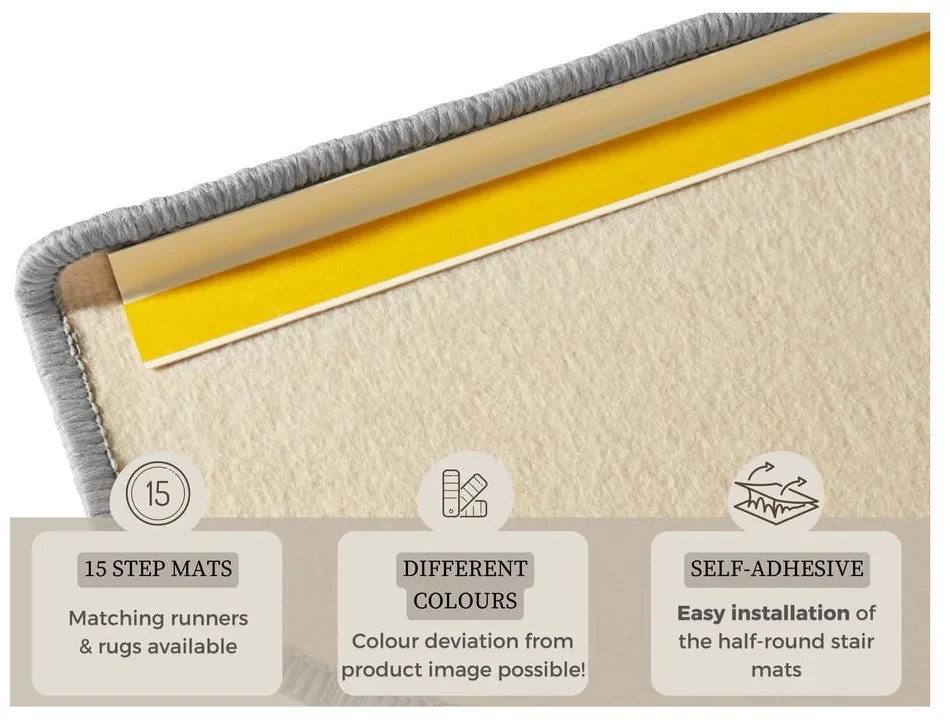 Set di tappeti per scale grigi con strisce adesive 15 pz 23x65 cm Fancy – Hanse Home