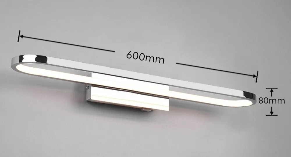 Lampada da parete a LED in argento lucido (lunghezza 60 cm) Gianni - Trio
