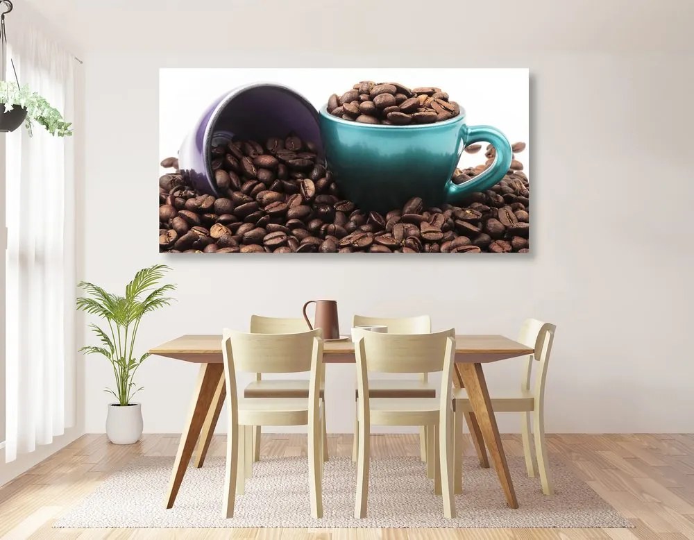 Stampa su tela – Tazze con chicchi di caffè