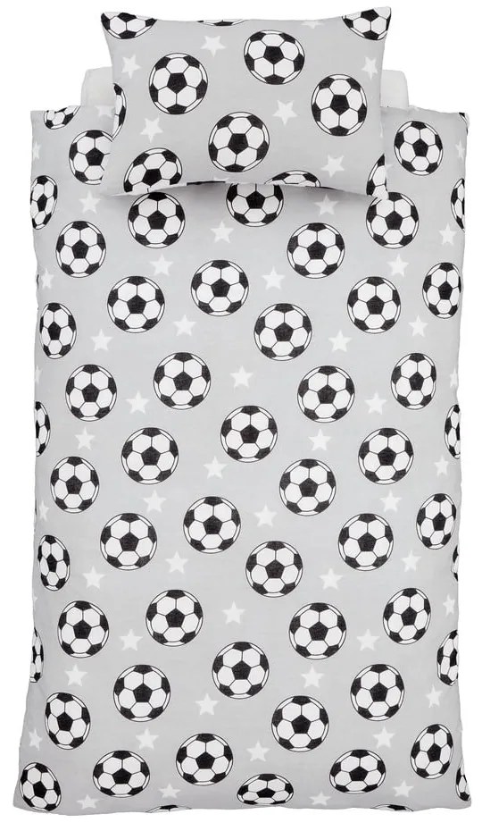 Set copripiumino e federa da bambini grigio in flanella per letto matrimoniale 200x200 cm Football Stars – Catherine Lansfield