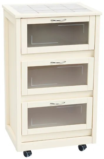 Carrello Mobiletto Avorio con ante a ribalta in vetro LANDHELL