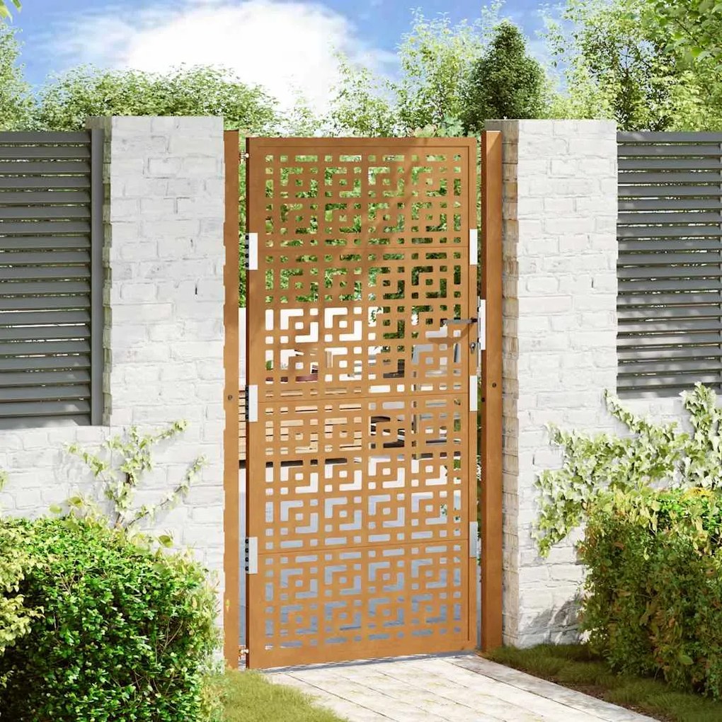Cancello Da Giardino 105x180 Cm Acciaio Corten Design A Croce /
