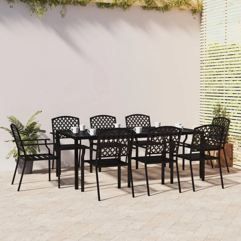 Set Da Pranzo Da Giardino 9 Pz İn Acciaio Antracite /