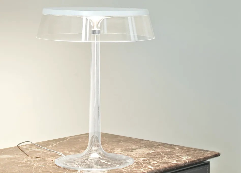 Flos Bon Jour Lampada Da Tavolo 41 cm a luce diffusa cromo con corona trasparente