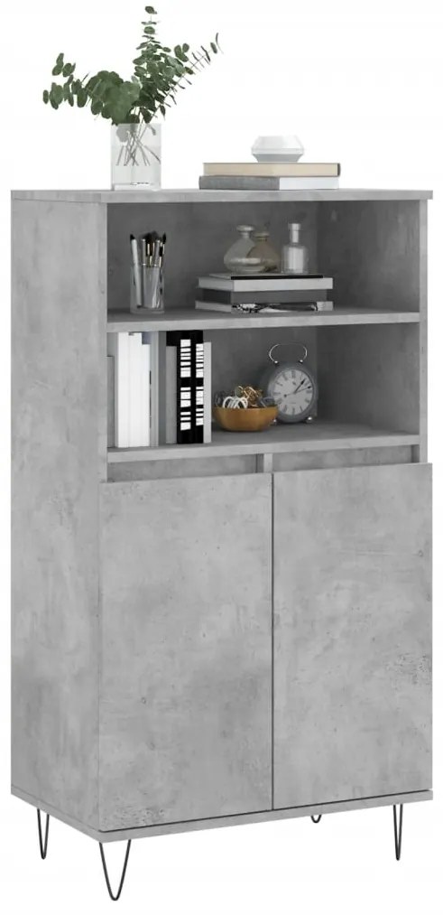 Credenza grigio cemento 60x36x110 cm in legno multistrato