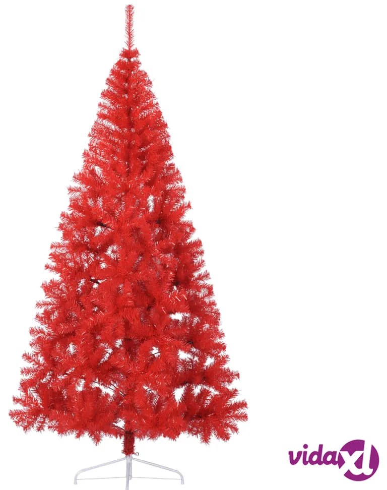 vidaXL Albero Natale Artificiale a Metà con Supporto Rosso 210 cm PVC