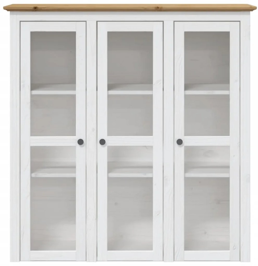 Credenza bodo 115,5x43x200,5 cm massello pino bianco e marrone