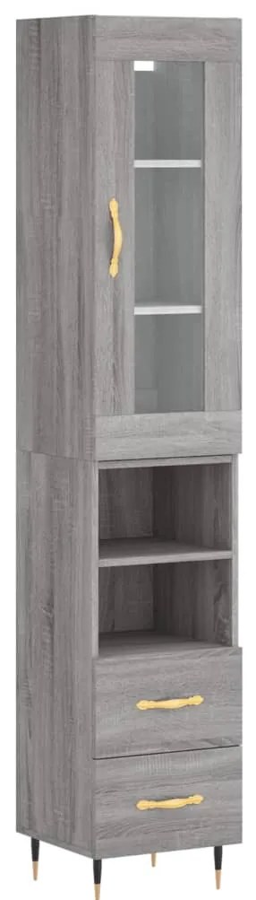 Credenza grigio sonoma 34,5x34x180 cm in legno multistrato