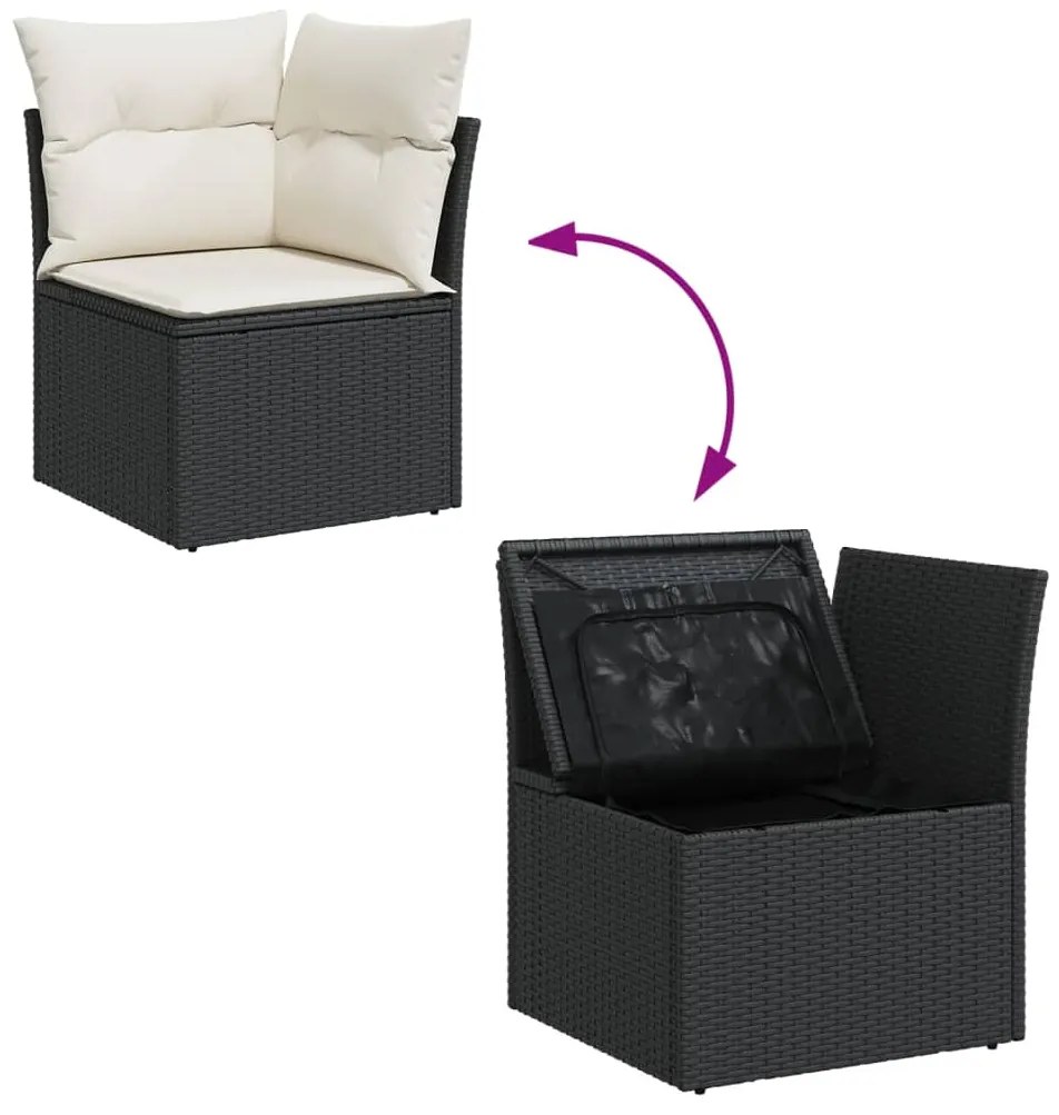 Set Divani da Giardino con Cuscini 8 pz Nero in Polyrattan