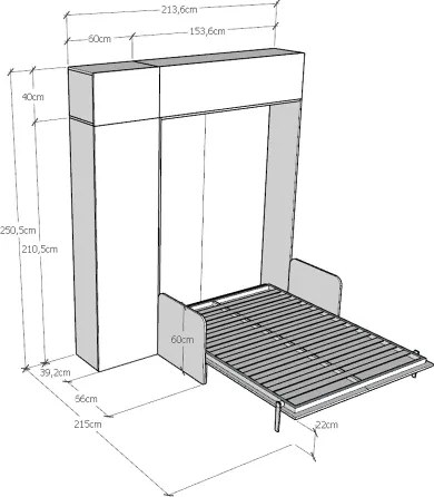 Letto alla francese a scomparsa 140 cm con mobili Bianco KENTARO SOFŔ
