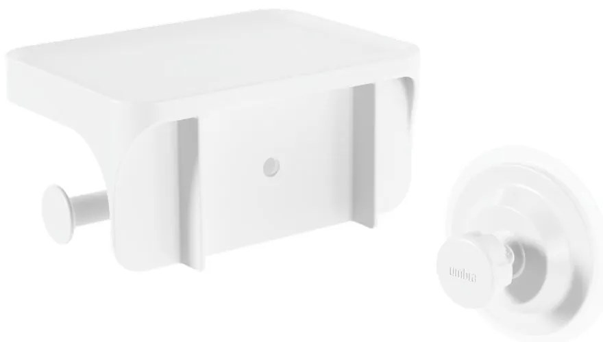 Porta carta igienica bianco autoportante in plastica riciclata Flex Adhesive - Umbra