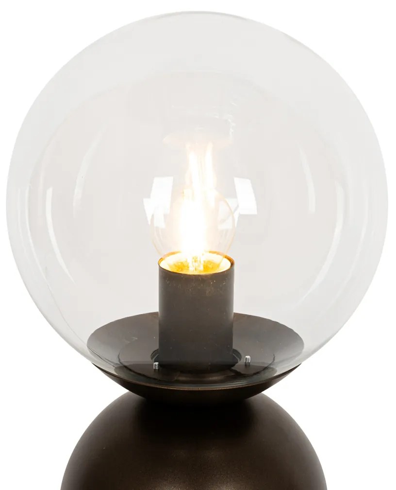 Lampada da tavolo Pallon Trend in bronzo scuro con vetro trasparente