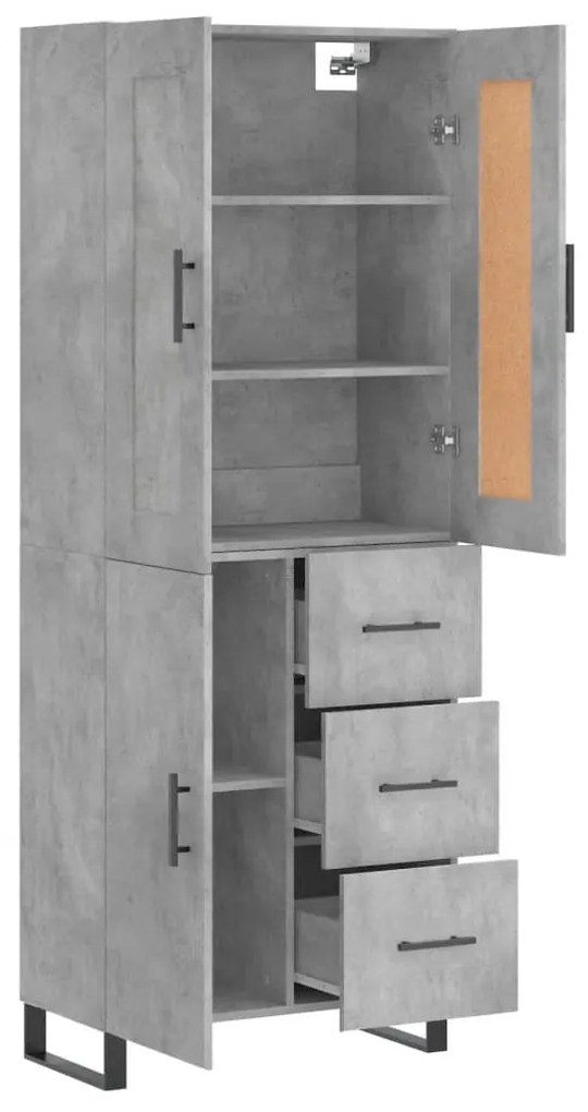 Credenza grigio cemento 69,5x34x180 cm in legno multistrato