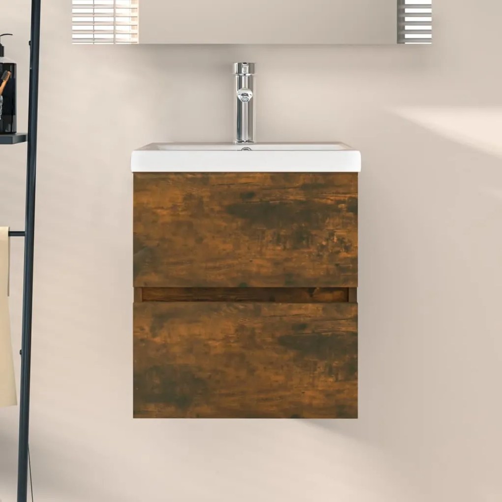 Mobile Lavabo Rovere Fumo 41x38,5x45 Cm İn Legno Multistrato /