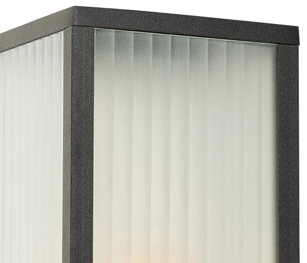 Lampada da terra smart per esterni nera con vetro scanalato 80 cm incl. WiFi A60 - Charlois