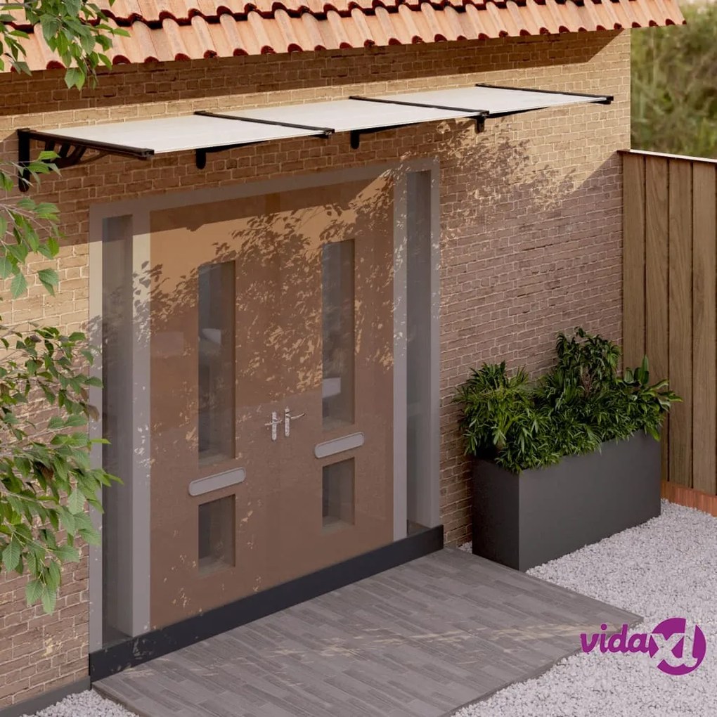 vidaXL Tettoia per Porta Nero e Trasparente 297,5x90 cm Policarbonato
