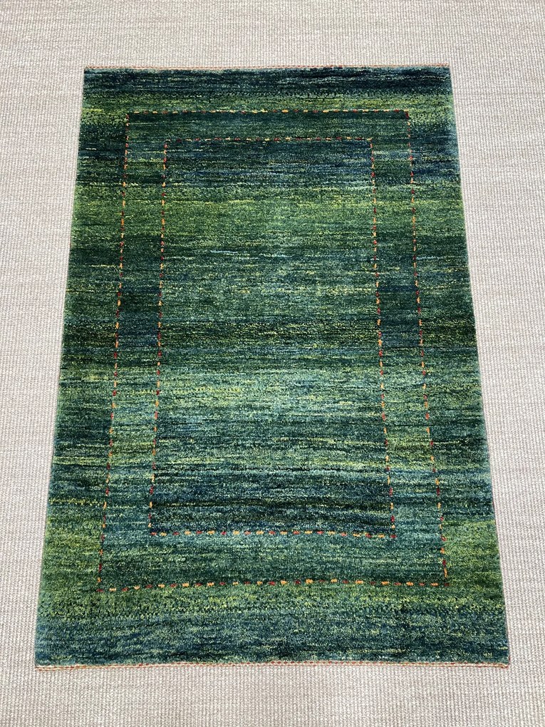 Gashguli Tappeto 90x140 Verde (Iran) Annodato A Mano