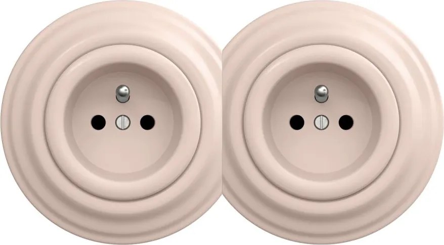 Kliklap - Presa doppia da parete in stile retrò con cornice, 230 V, rosa antico