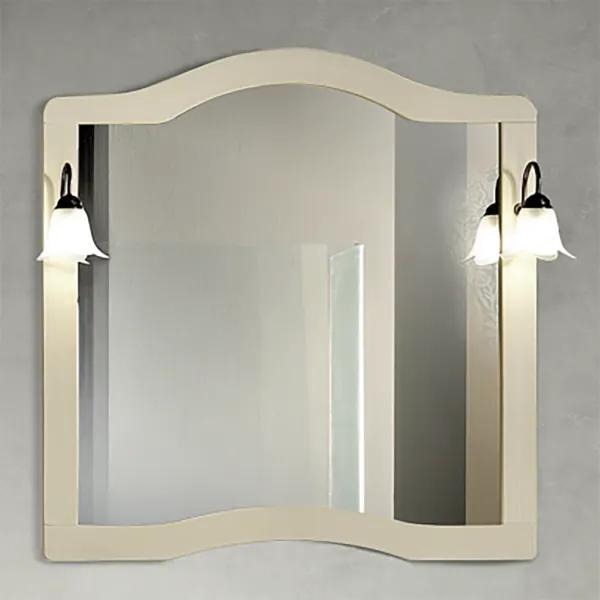 Specchio da bagno 100 cm in stile classico con cornice e 2 applique LONDON avorio