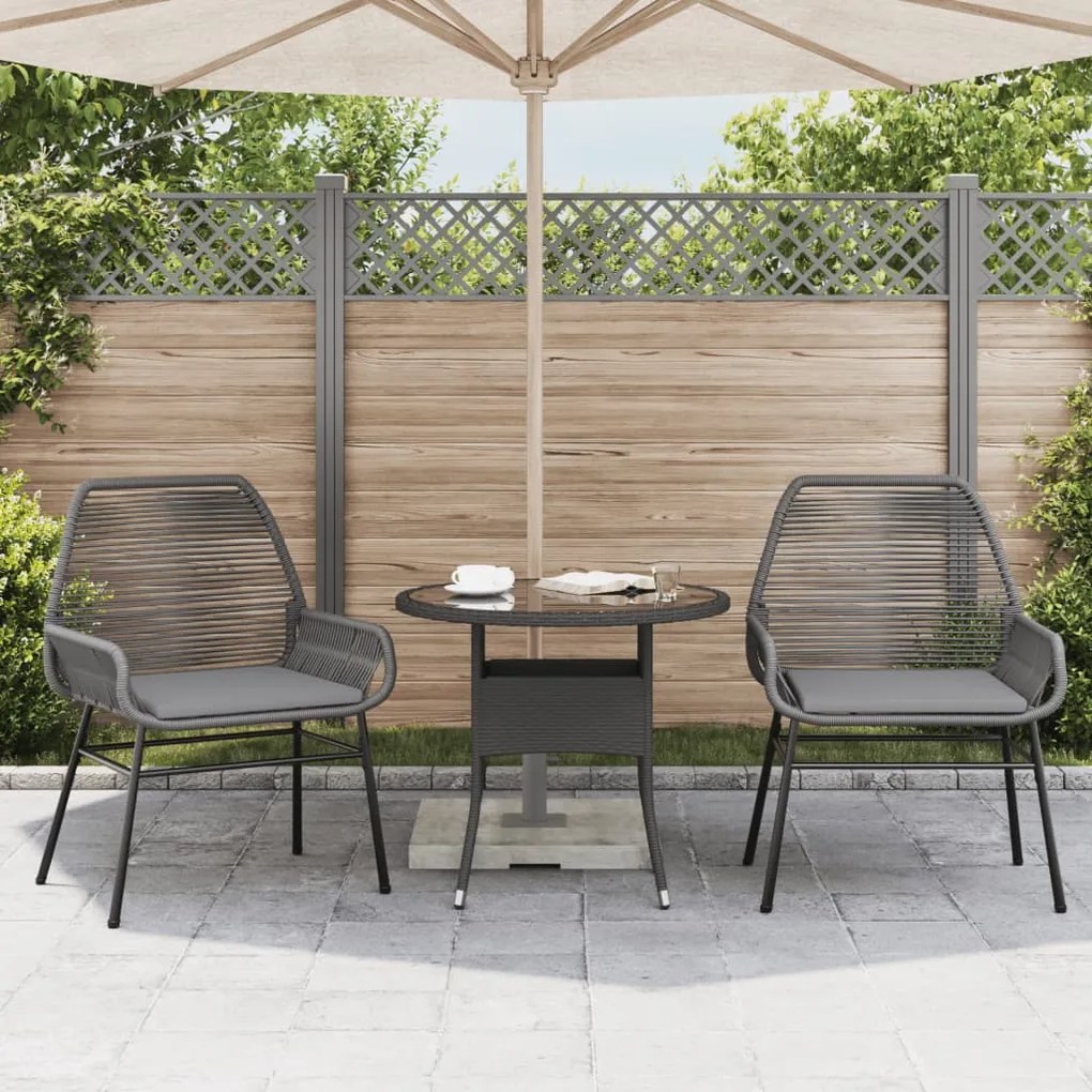 Sedie da giardino 2 pz con cuscini grigio in polyrattan