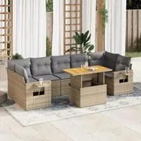 Set Divano da Giardino 8 pz con Cuscini Beige in Polyrattan 3327125