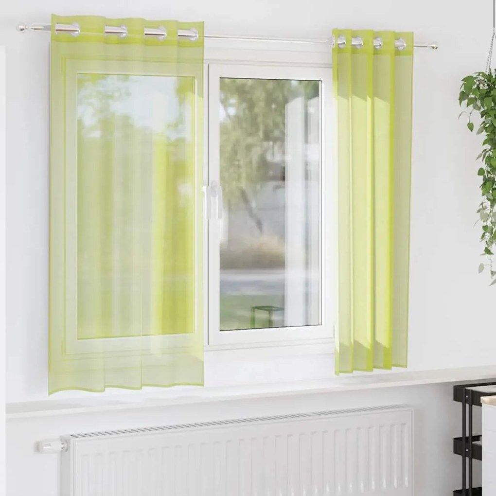 Tende İn Voile Con Occhielli 2 Pz Verde Mela 140x140 Cm /