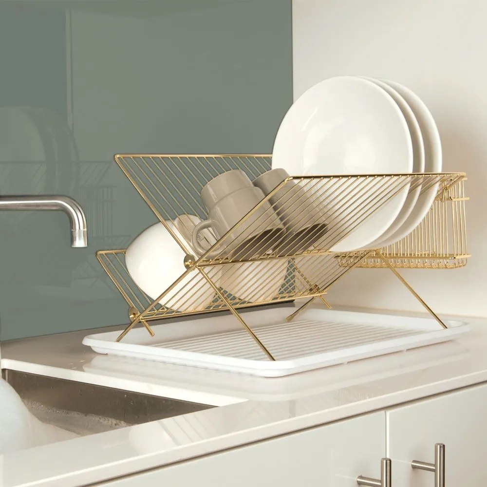 Scolapiatti in oro Present Time Rack - PT LIVING
