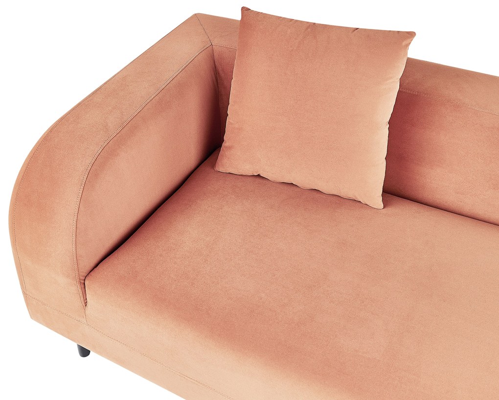 Chaise longue velluto rosa pesca sinistra LE CRAU Beliani