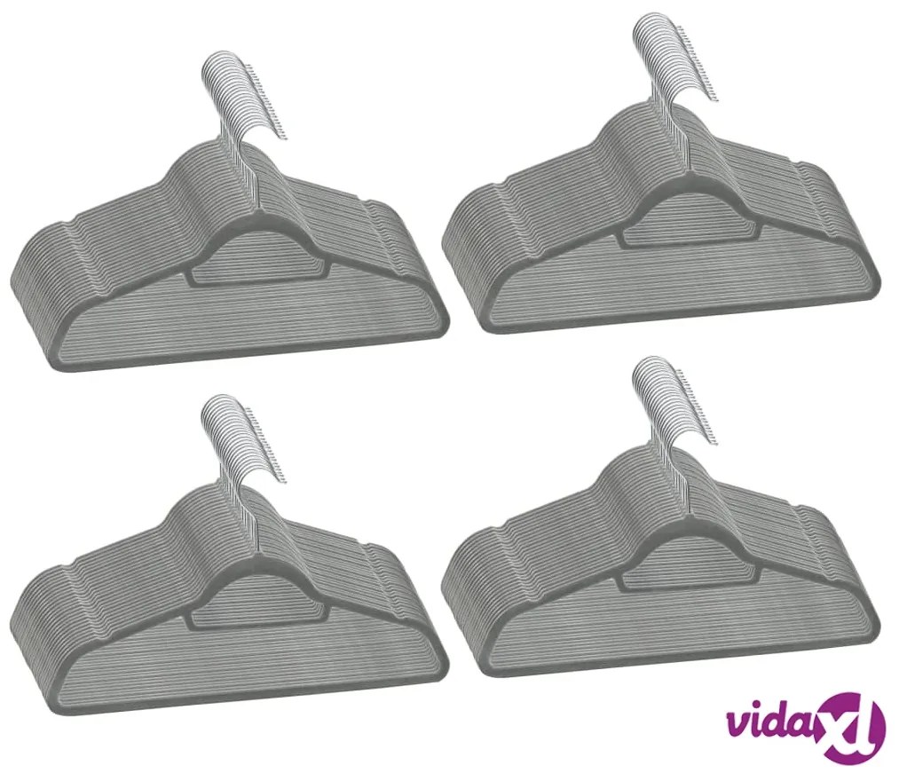 vidaXL Set Appendiabiti 100 pz Antiscivolo Grigio in Velluto