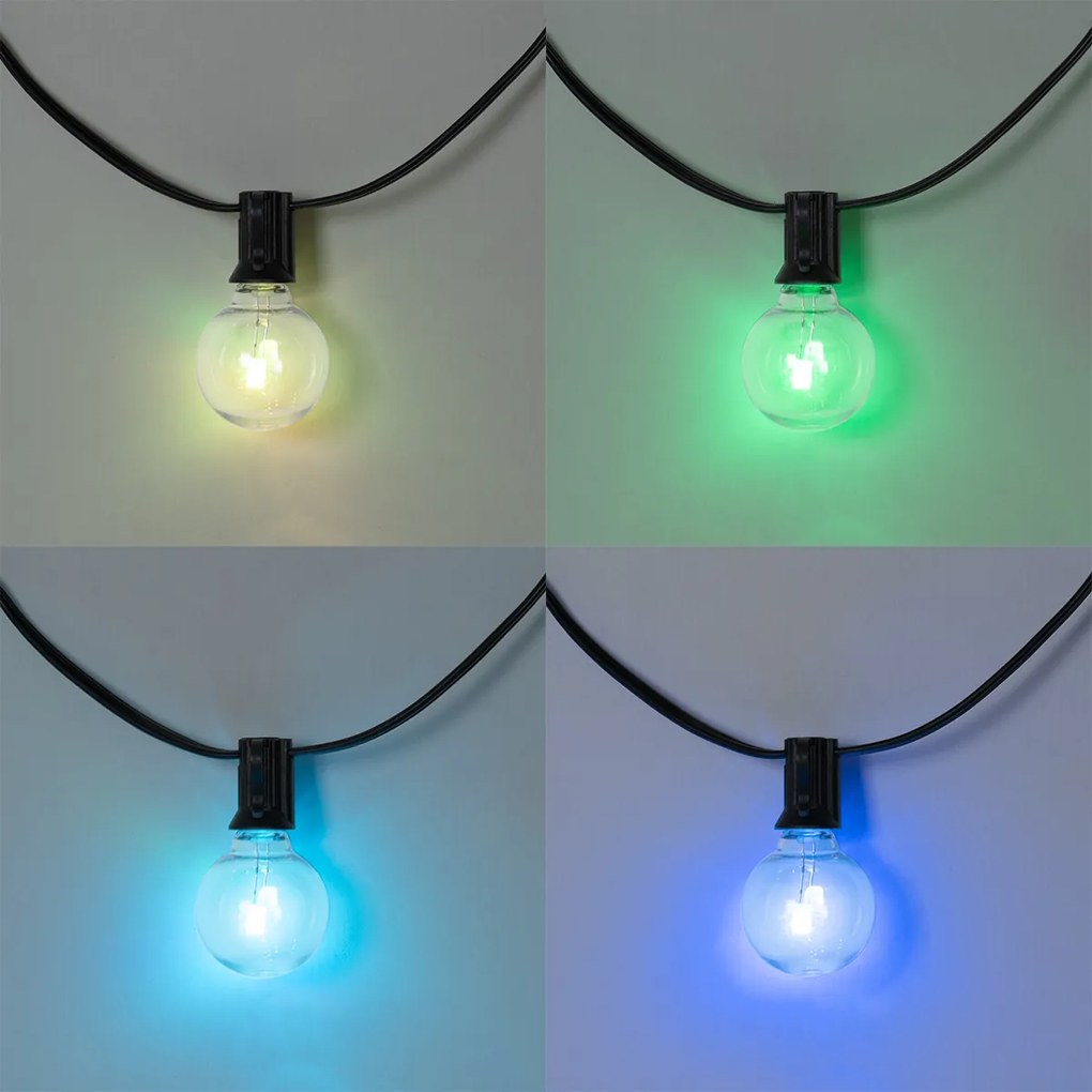 Ghirlanda luminosa da esterno 10m incl. LED 10 luci RGBW solare - Russell