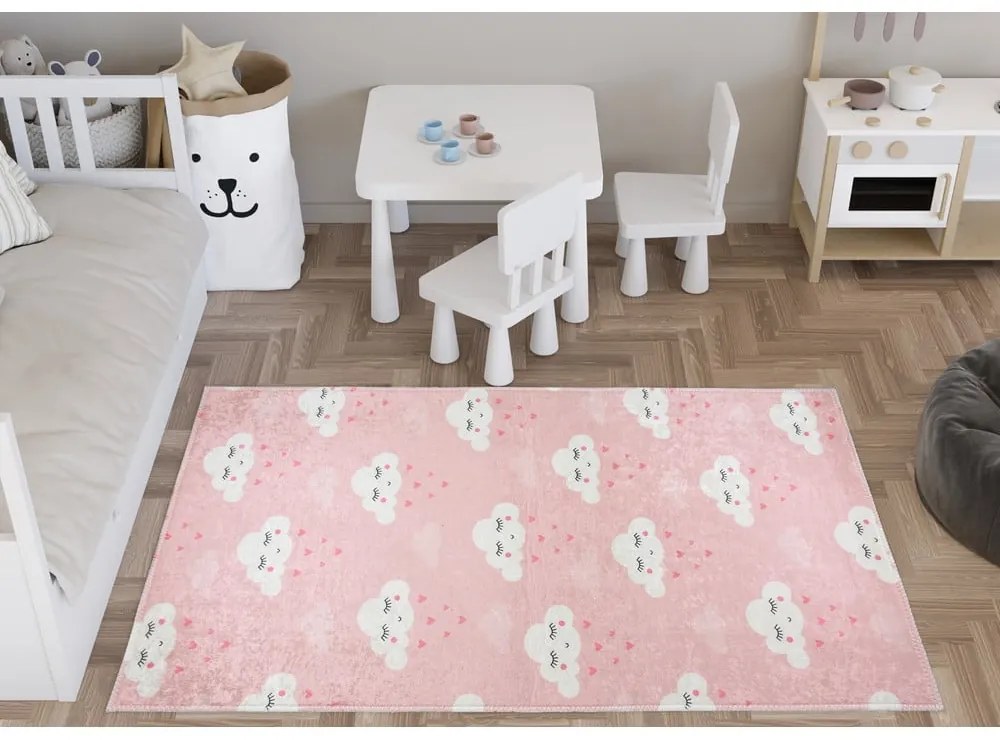 Tappeto per bambini rosa chiaro lavabile 80x120 cm Pink Clouds – Vitaus