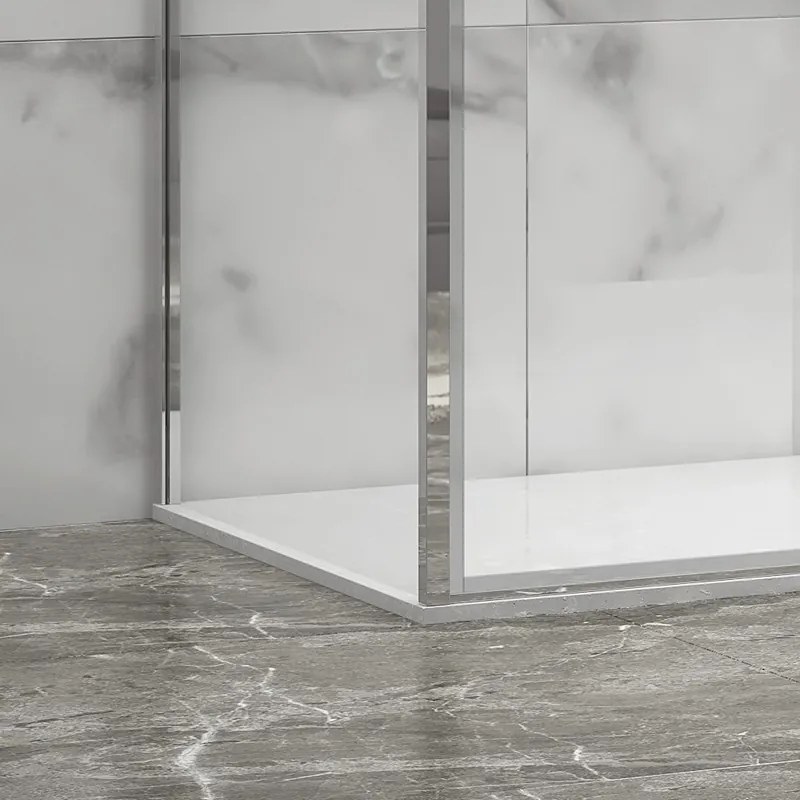 Kamalu - Cabina doccia 3 lati 90x130x90 scorrevole telaio cromato minimale | KLA-4000C