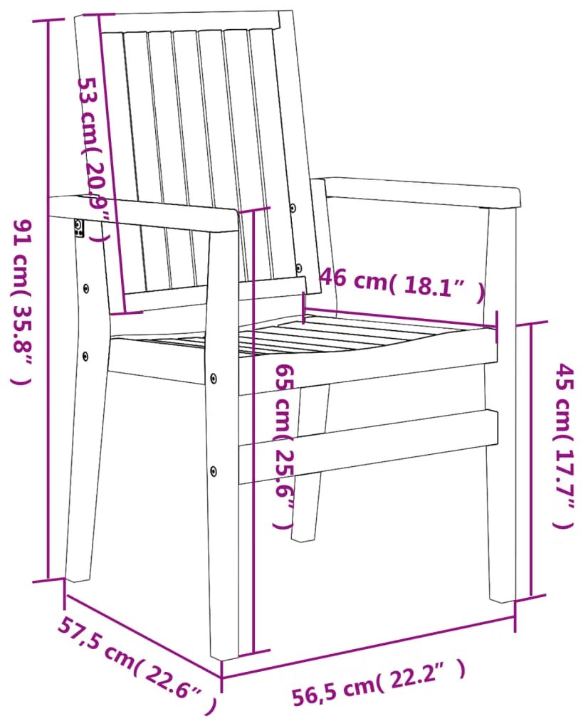 Sedie da Giardino Impilabili 8 pz 56,5x57,5x91 cm Massello Teak