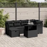 Set Divani da Giardino con Cuscini 7pz Nero Polyrattan 3274655