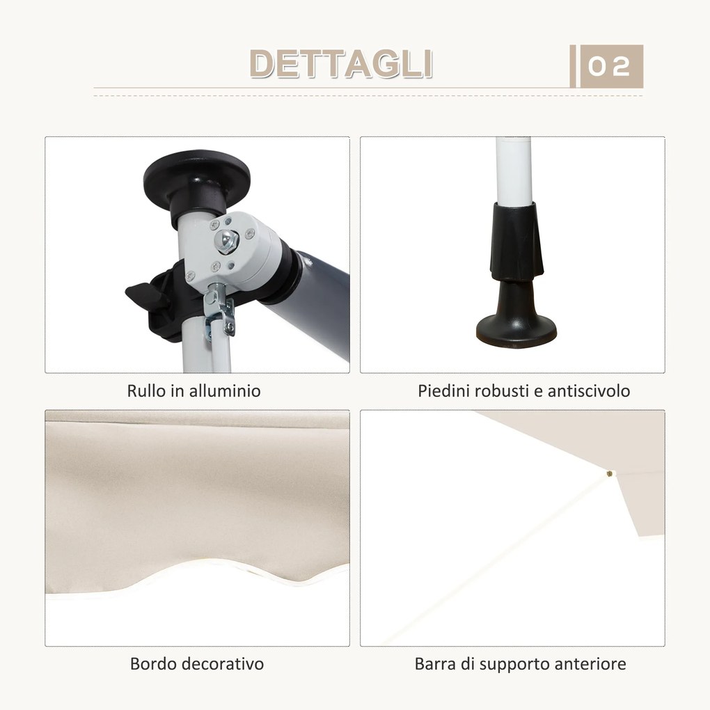 Tenda da Sole Avvolgibile 4x1,2m Autoportante Bianca...