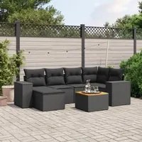 Set Divani da Giardino con Cuscini 7pz Nero Polyrattan 3225544