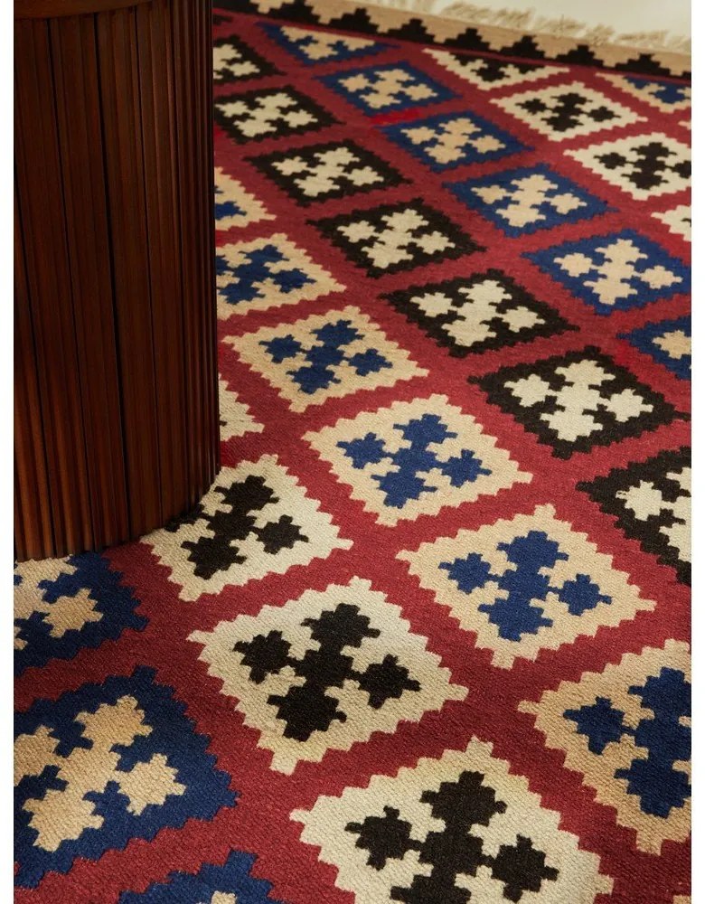 Tappeto rosso in lana reversibile/tessuto a mano 120x170 cm Kamal Rami – Nouristan