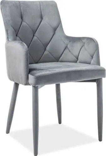 Sedia Ricardo in velluto grigio - H 88 cm