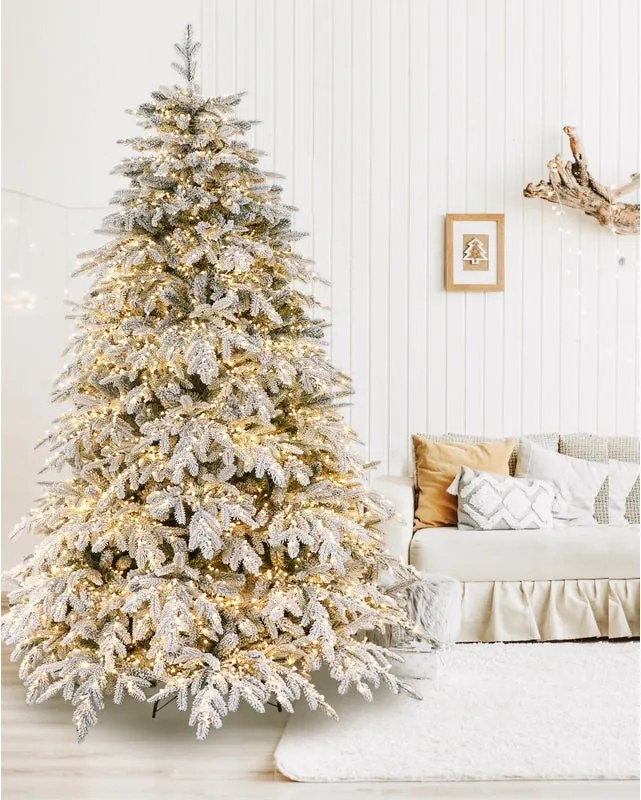 Albero di Natale artificiale innevato Veddasca effetto realistico illuminato H 240 cm x ø 170 cm