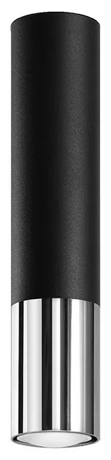 Plafoniera nera/argentata in metallo ø 6 cm Longbot – Sollux