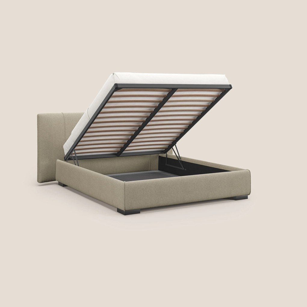 Omero letto imbottito contenitore sfoderabile in tessuto fiammato impermeabile T14 beige