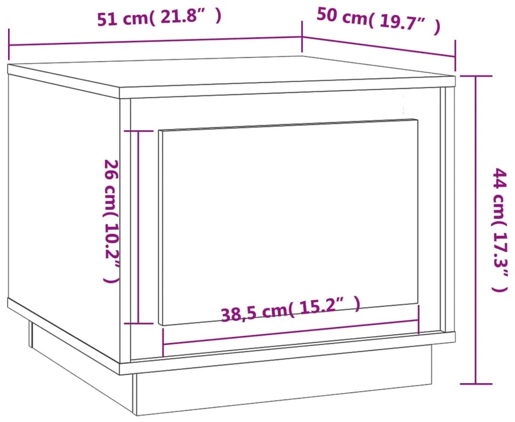 Tavolino da Salotto Bianco Lucido 51x50x44 cm Legno Multistrato