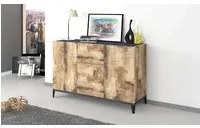 Credenza moderna a 3 ante e 1 cassetto, Made in Italy, Madia da cucina rialzata, Buffet di design da soggiorno, Cm 120x40h82, Ardesia e Acero