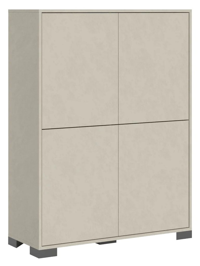Madia e Porta TV Lumina con ante in bianco lucido e cashmere, Cashmere / Credenza Alta