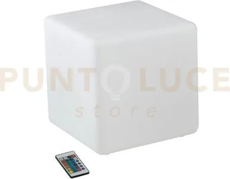Lume da giardino geco cubo bianco 1 luce attacco e27 ip65 30x30x30cm