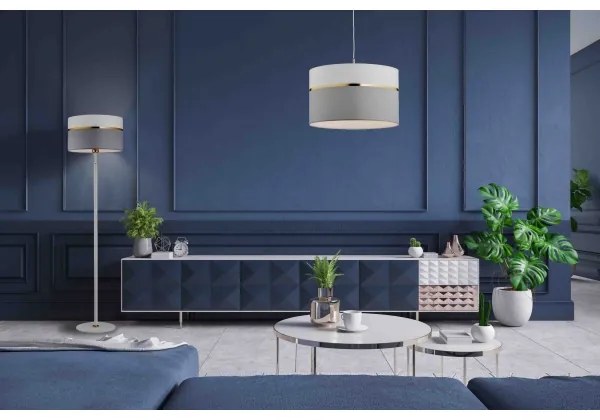 Argon 4285 - Lampadario su filo KASER 1xE27/15W/230V grigio/bianco/ottone