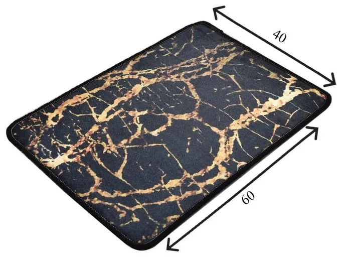 Tappetino da bagno nero/oro 60x40 cm Goldes - Foutastic