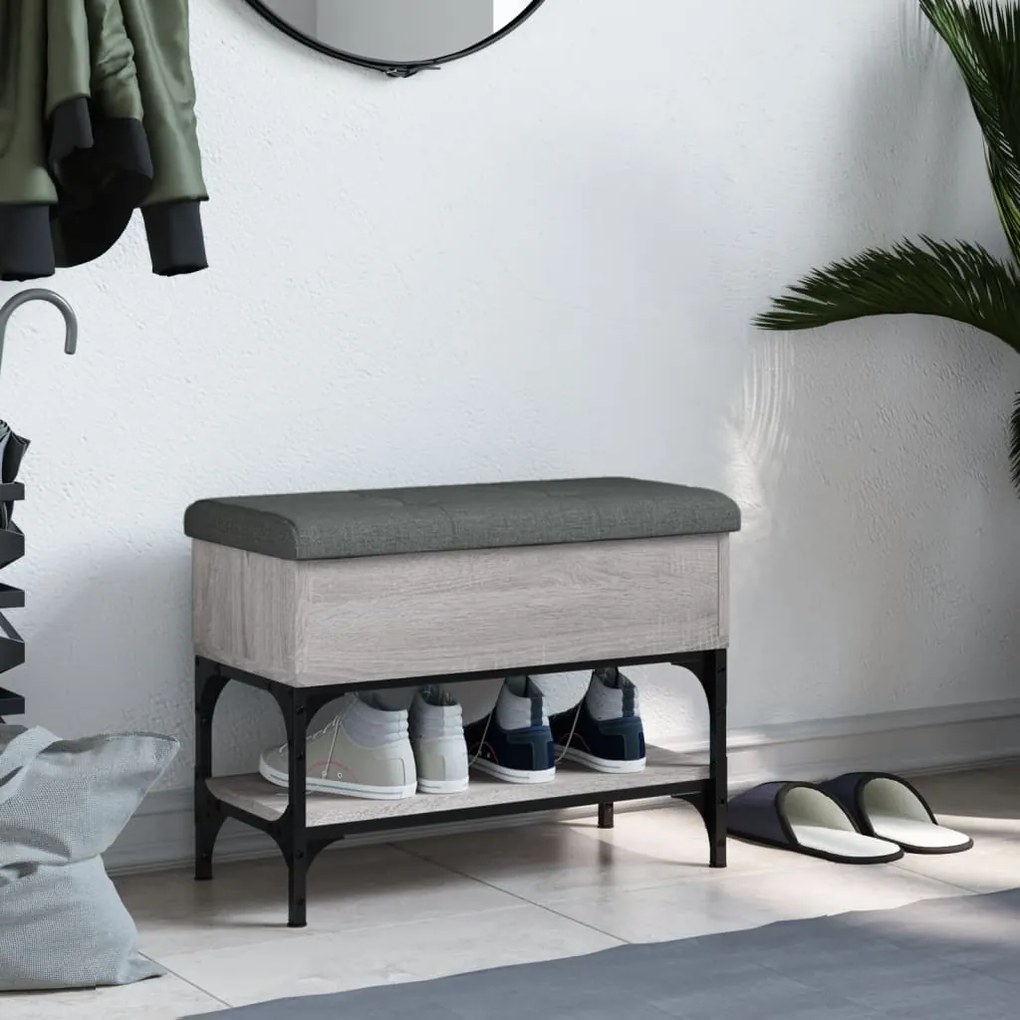 Panca porta scarpe grigio sonoma 62x32x45 cm legno multistrato