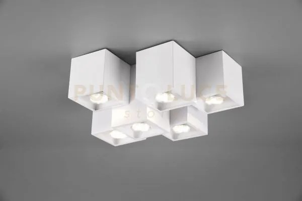 Fernando plafoniera metallo bianco opaco 6 cubetti l. 37cm