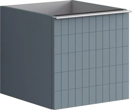 Cassettiera Pixel con 1 cassetto frontale Grid laccato opaco indaco e maniglia alluminio brillante ante L.40 H.40 P.45,5 cm.